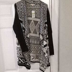 Geometric Black and White Women's Cardigan